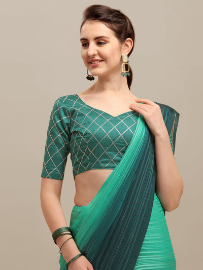 Indyancart RV Women's Silk Blend Silver Zari Weaving Saree With Sequins Blouse ( KVD1189 )