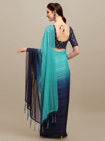 Indyancart RV Women's Silk Blend Silver Zari Weaving Saree With Sequins Blouse ( KVD1192 )