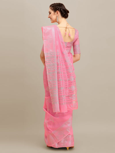 Indyancart RV Women's Banarasi Cotton Silk With Silver Zari weaving Saree  ( KVD1194 )