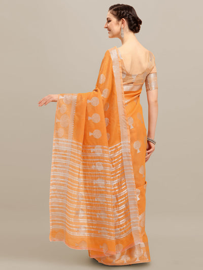 Indyancart RV Women's Banarasi Cotton Silk With Silver Zari weaving Saree  ( KVD1199 )
