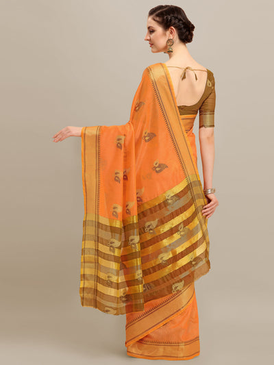 Indyancart RV Women's Linen Cotton Silk Floral Zari Printed Work  Exclusive Saree ( KVD1206 )