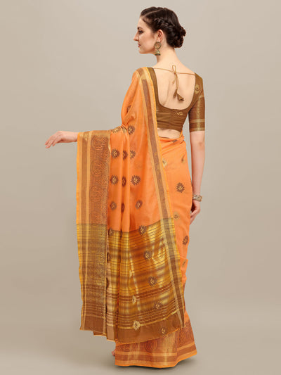 Indyancart RV Women's Linen Cotton Silk Floral Zari Printed Work  Exclusive Saree ( KVD1210 )