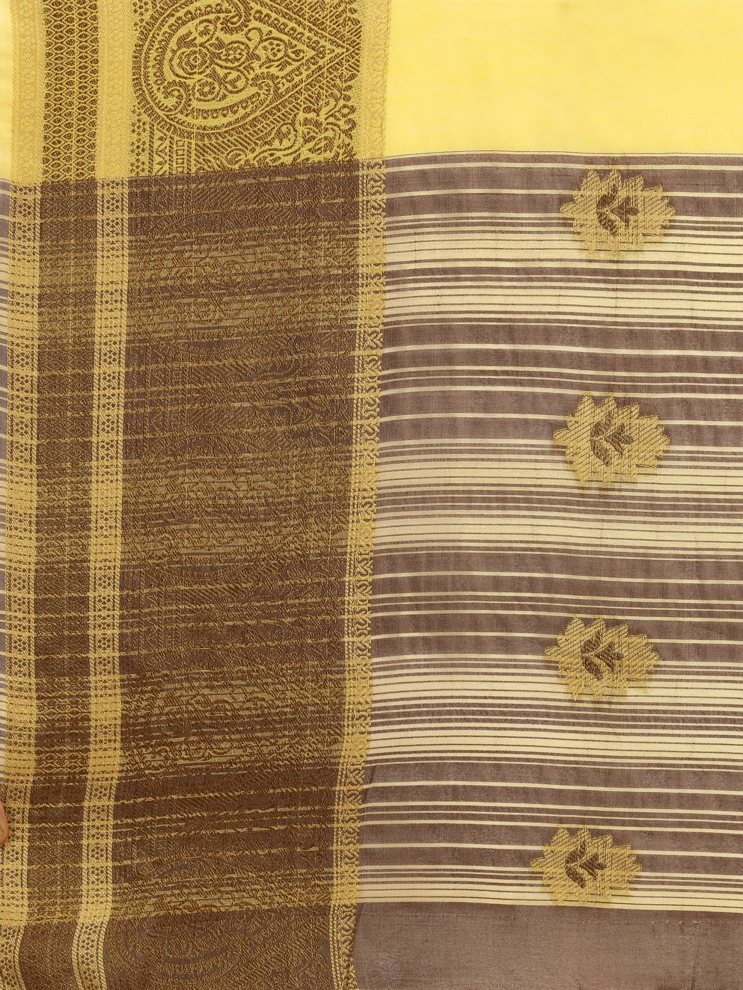 Dhiyona RV Women's Linen Cotton Silk Floral Zari Printed Work  Exclusive Saree ( KVD1211 )