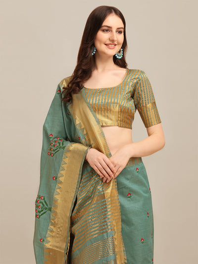 Indyancart RV Women's Assam Silk Colorful Thread Embroidered Saree ( KVD1222 )