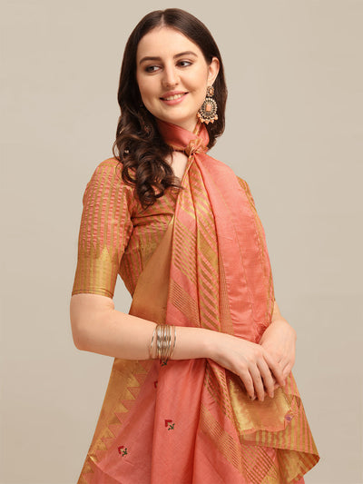 Indyancart RV Women's Assam Silk Colorful Thread Embroidered Saree ( KVD1224 )