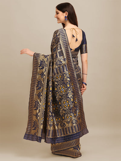 Indyancart RV Women's Banarasi Cotton Silk With Zari weaving Bandhani  Saree  ( KVD1260 )