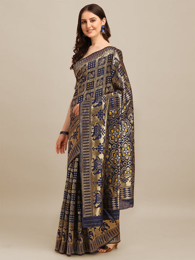 Indyancart RV Women's Banarasi Cotton Silk With Zari weaving Bandhani  Saree  ( KVD1260 )