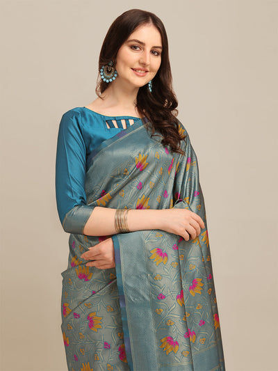 Indyancart RV Women's Banarasi Cotton Silk With Zari Weaving  Saree With Blouse  ( KVD1274 )