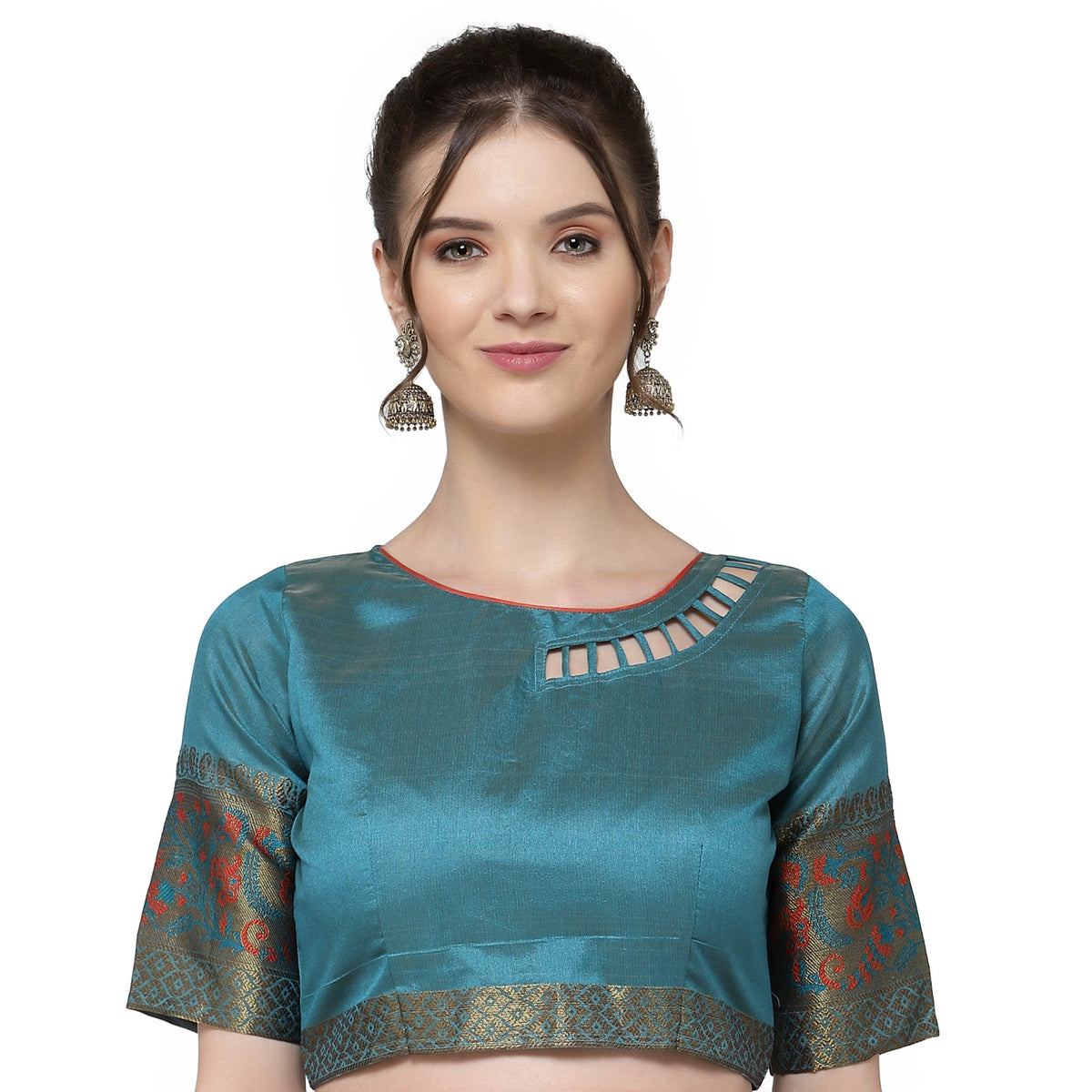 Indyancart RV Women's Assam Cotton Silk With Embroidered And Zari Broad Border Saree  ( KVD1320 )