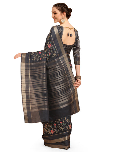 Indyancart RV Women's Soft Cotton With Zari Embroidery Saree ( KVD1362 )