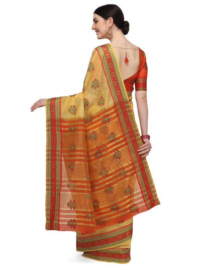 Indyancart RV Women's Jacquard Cotton Silk Zari Butti And Lace Border Saree ( KVD1424 )