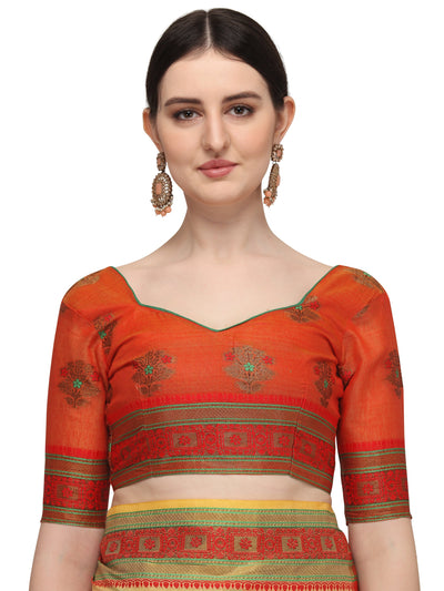 Indyancart RV Women's Jacquard Cotton Silk Zari Butti And Lace Border Saree ( KVD1424 )
