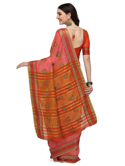 Indyancart RV Women's Jacquard Cotton Silk Zari Butti And Lace Border Saree ( KVD1425 )