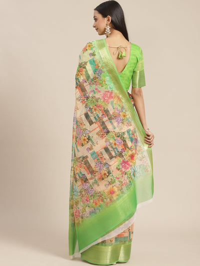 Indyancart RV Women's Organza digital Floral printed Exclusive Saree with blouse ( KVD1510 )