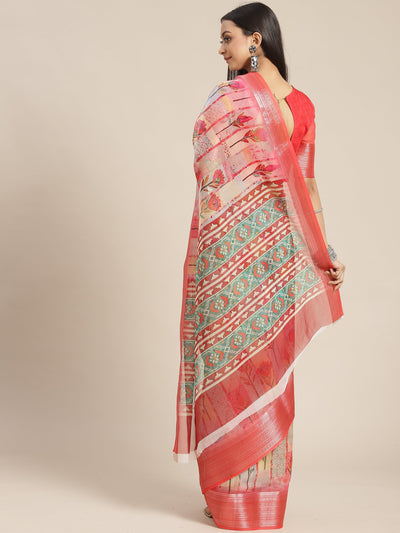 Indyancart RV Women's Organza digital Floral printed Exclusive Saree with blouse ( KVD1513 )