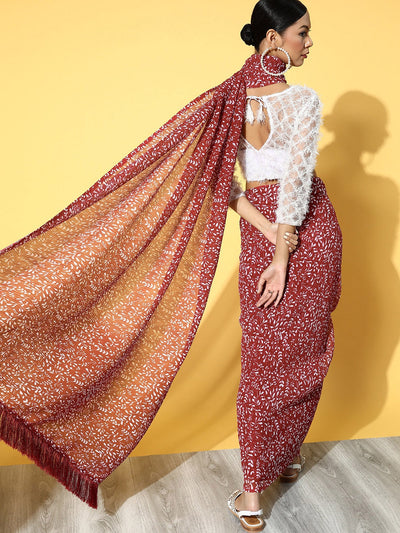 Indyancart RV Women's Georgette Digital Printed Full Crushed Exclusive Saree ( KVD1649 )