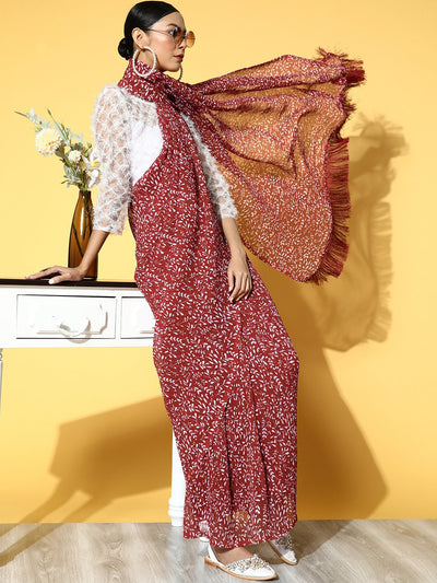 Indyancart RV Women's Georgette Digital Printed Full Crushed Exclusive Saree ( KVD1649 )