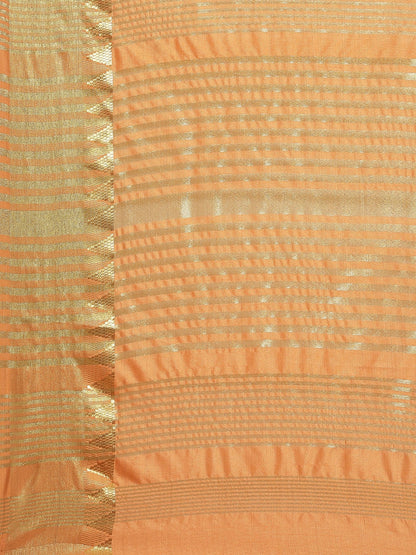 Indyancart RV Women's Assam Silk With Golden Broad Border Saree  ( KVD1716 )
