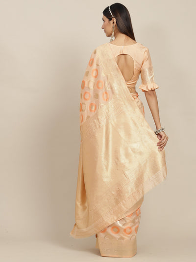 Indyancart RV Women's Exquisite Banarasi Jacquard Handloom Silk Saree with Blouse ( KVD1862 )
