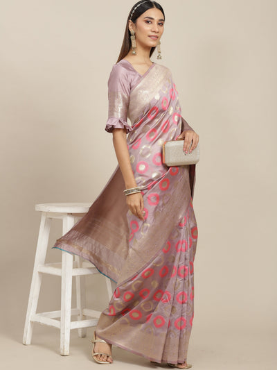 Indyancart RV Women's Exquisite Banarasi Jacquard Handloom Silk Saree with Blouse ( KVD1865 )