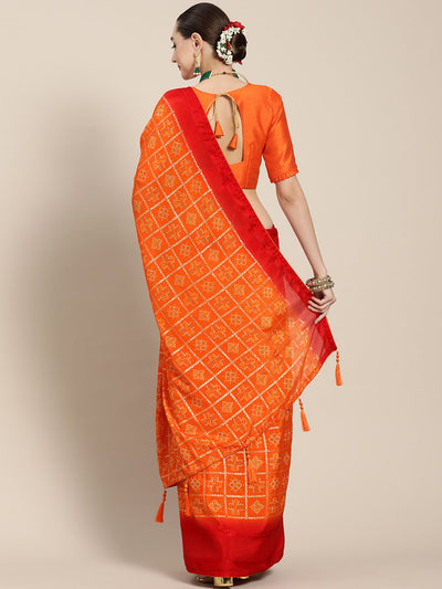 Indyancart RV Women's Elegant Viscose Georgette Bandhani Saree With Blouse ( KVD1873 )