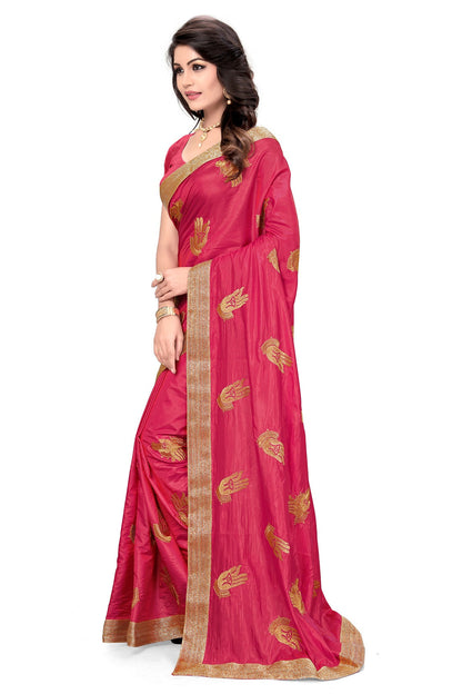Indyancart RV Women's Trendy Embroidred Silk Saree with Unstitched Blouse ( KVD272 )