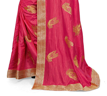 Indyancart RV Women's Trendy Embroidred Silk Saree with Unstitched Blouse ( KVD272 )