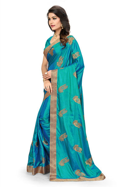 Indyancart RV Women's Trendy Embroidred Silk Saree with Unstitched Blouse ( KVD273 )