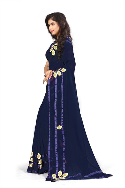 Indyancart RV Women's Elegant Printed Georgette Saree with Unstitched Blouse ( KVD277 )