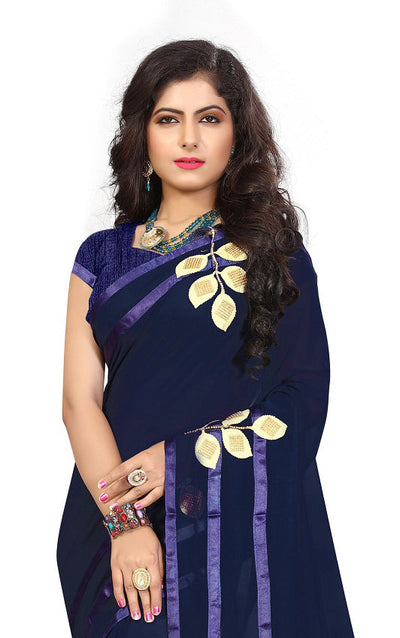 Indyancart RV Women's Elegant Printed Georgette Saree with Unstitched Blouse ( KVD277 )