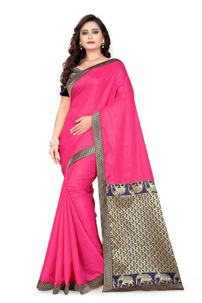 Indyancart RV Women's Designer Paper Silk Jacquard Saree with Cotton Blouse ( KVD369 )