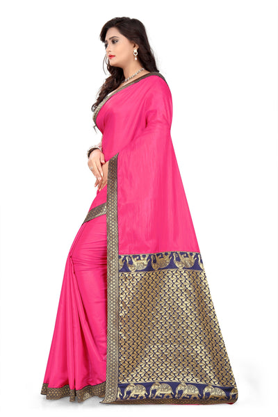 Indyancart RV Women's Designer Paper Silk Jacquard Saree with Cotton Blouse ( KVD369 )
