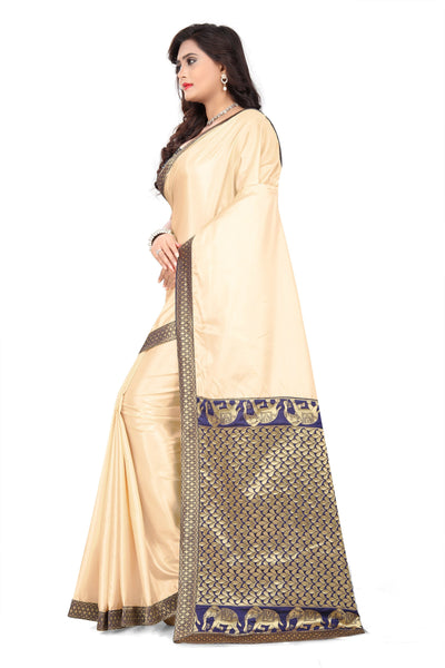 Indyancart RV Women's Designer Paper Silk Jacquard Saree with Cotton Blouse ( KVD370 )