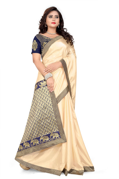 Indyancart RV Women's Designer Paper Silk Jacquard Saree with Cotton Blouse ( KVD370 )