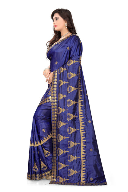 Dhiyona RV Women's Elegant Paper Silk Zari Embroidered Saree With Blouse ( KVD372 )