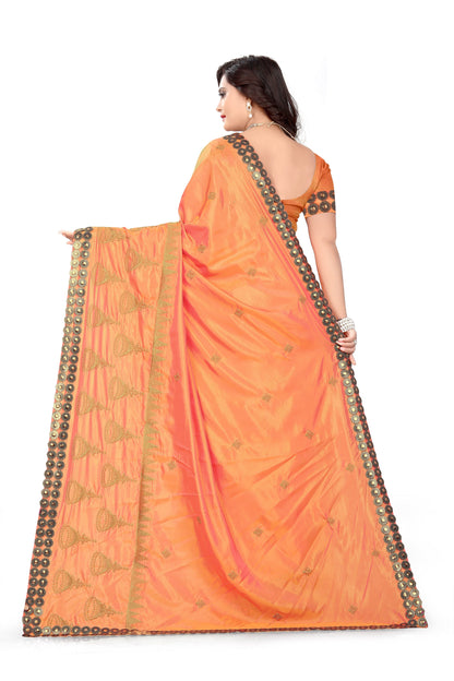 Dhiyona RV Women's Elegant Paper Silk Zari Embroidered Saree With Blouse ( KVD373 )