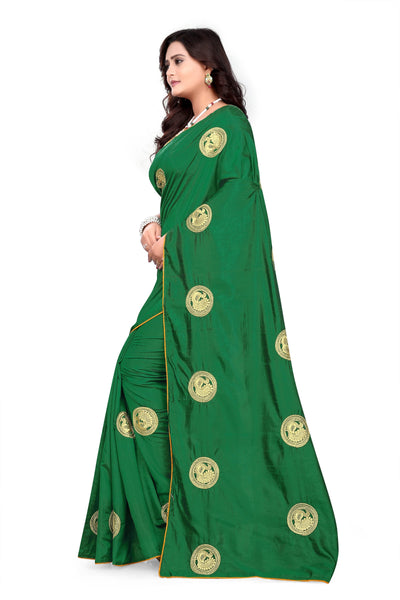 Indyancart RV Women's Elegant Sana Silk Zari Embroidered Saree with Banglori Silk Blouse ( KVD376 )