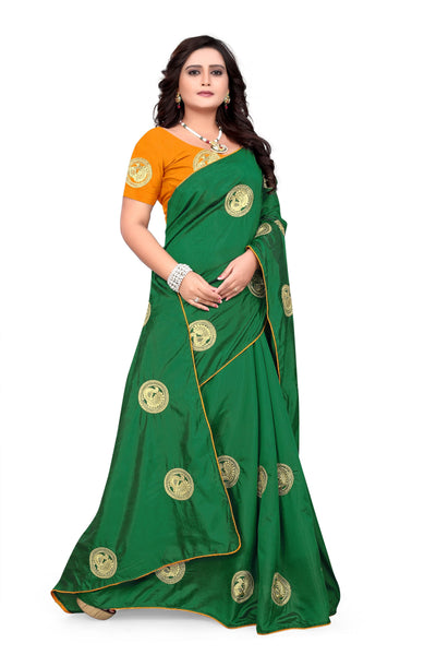 Indyancart RV Women's Elegant Sana Silk Zari Embroidered Saree with Banglori Silk Blouse ( KVD376 )