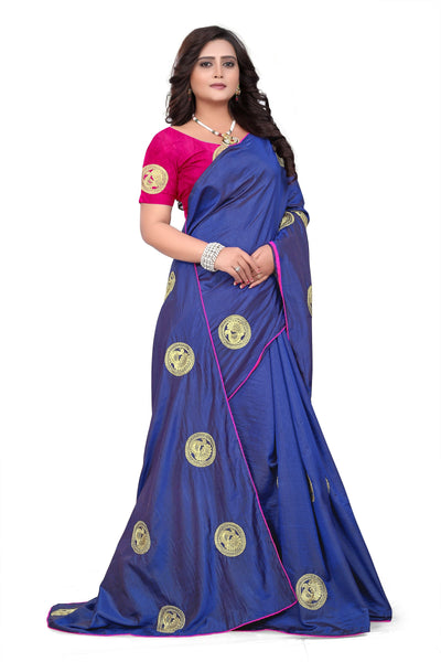 Indyancart RV Women's Elegant Sana Silk Zari Embroidered Saree with Banglori Silk Blouse ( KVD377 )