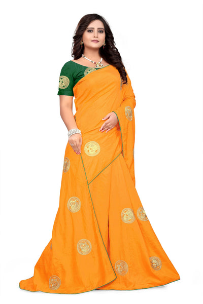 Indyancart RV Women's Elegant Sana Silk Zari Embroidered Saree with Banglori Silk Blouse ( KVD379 )