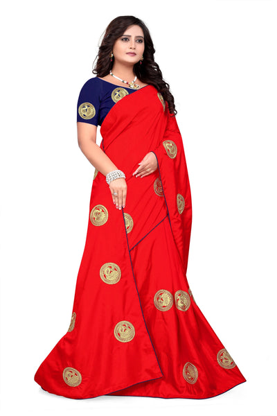 Indyancart RV Women's Elegant Sana Silk Zari Embroidered Saree with Banglori Silk Blouse ( KVD381 )