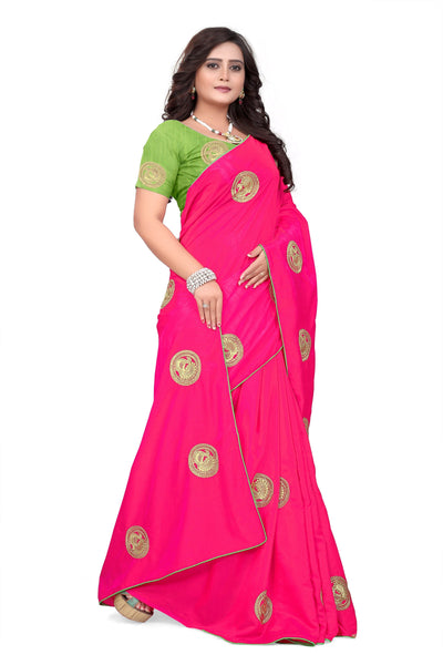 Indyancart RV Women's Elegant Sana Silk Zari Embroidered Saree with Banglori Silk Blouse ( KVD382 )