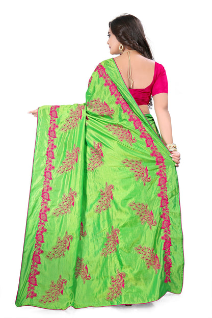 Dhiyona RV Women's Designer Sana Silk Thread Embroidered Saree with Banglori Silk Blouse ( KVD384 )