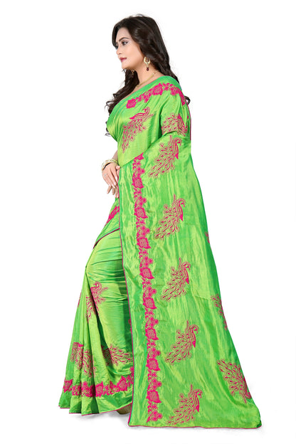 Dhiyona RV Women's Designer Sana Silk Thread Embroidered Saree with Banglori Silk Blouse ( KVD384 )