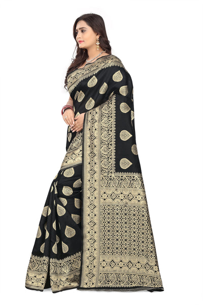 Indyancart RV Women's Jacquard Cotton Printed Saree with Unstitched Blouse ( KVD460 )