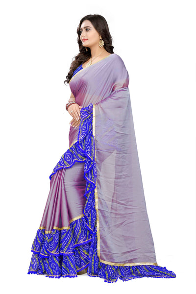 Indyancart RV Women's Chiffon Ruffle Saree With Bandhej frill Saree ( KVD515 )