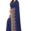 Dhiyona RV Women's Vichitra Silk With Thread Embroidery Work Exclusive Saree (KVD614_Blue)