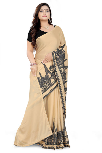 Indyancart RV Women's Rangoli Georgette With Embroidery Work Party Wear Saree (KVD5616)