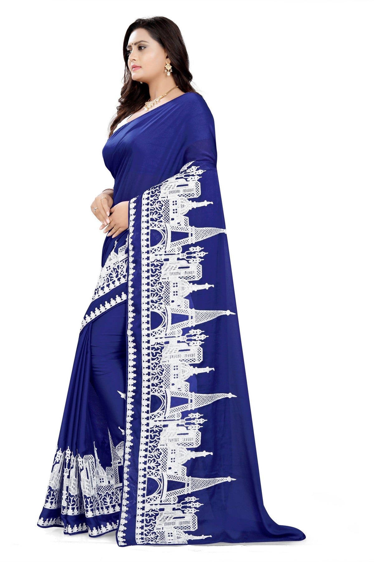 Indyancart RV Women's Rangoli Georgette With Embroidery Work Party Wear Saree (KVD5618)