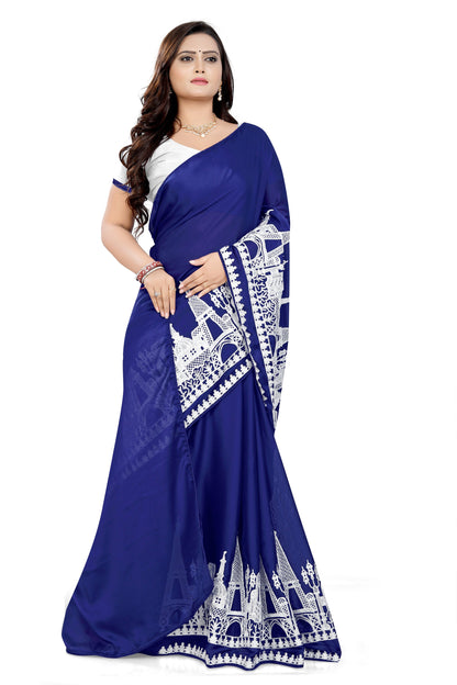 Indyancart RV Women's Rangoli Georgette With Embroidery Work Party Wear Saree (KVD5618)